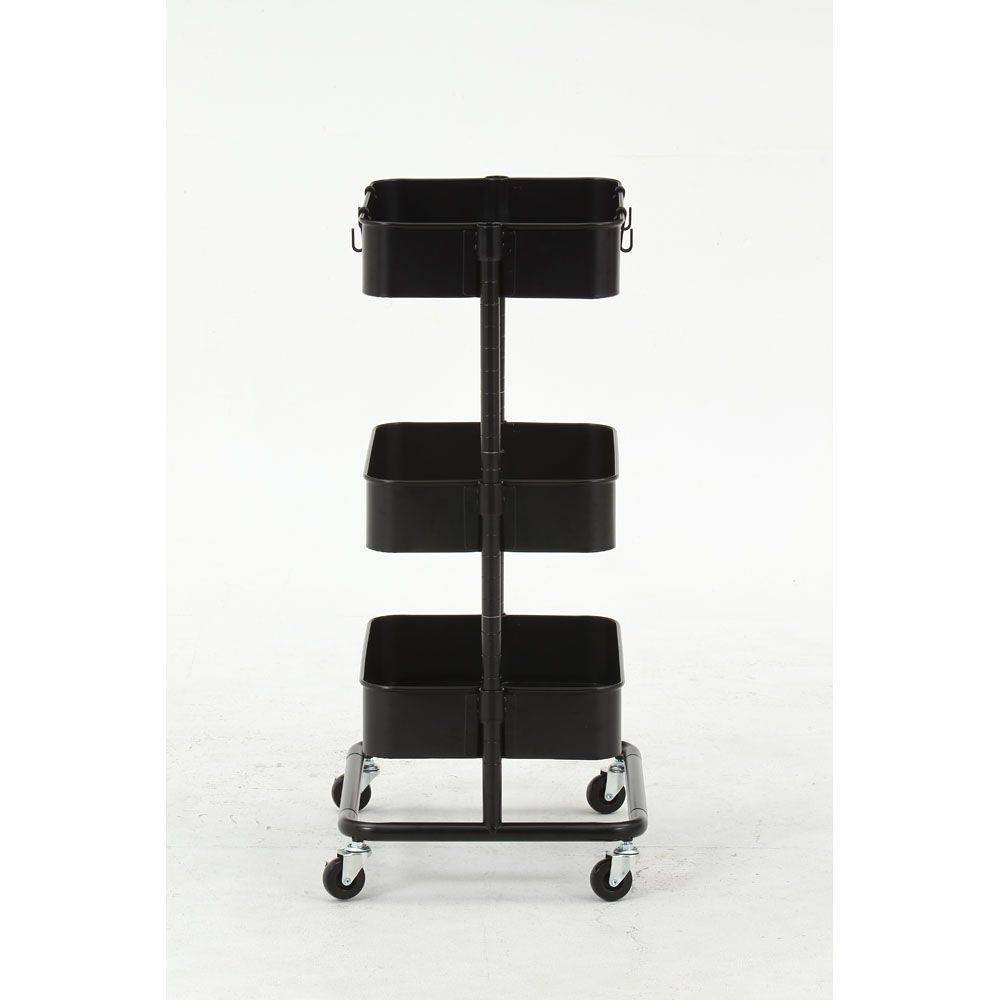 不二貿易 高さが調整できるワゴン　マルシェ　ブラック【メーカー直送・代引不可】, ブラック, 幅420mm&times;奥行360mm&times;高さ780mm