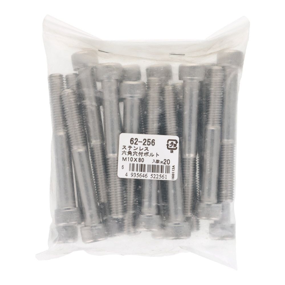 ステンレス　６角穴付ボルト　Ｍ１０&times;８０　２０個入, ステンレス, M10&times;80