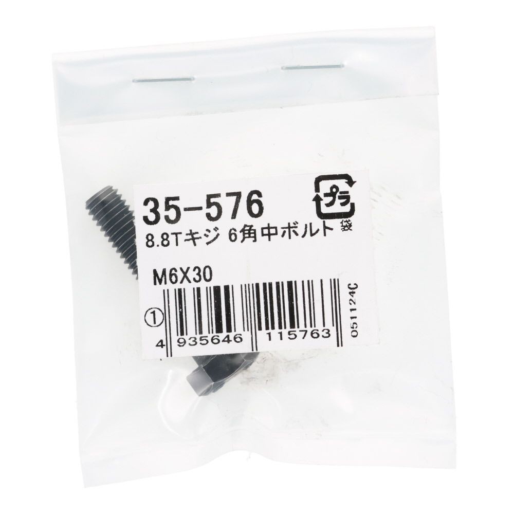 ８．８Ｔ生地　六角中ボルト　Ｍ６&times;３０, ボルト, M6&times;30