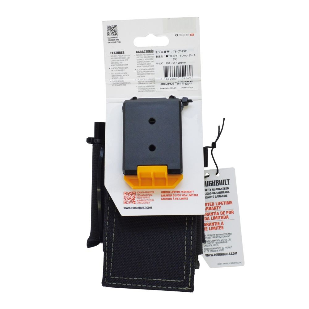 TOUGHBUILT（タフビルト）　スマートフォンプラスポーチ　ノート＆ペン付き　TB-CT-33P, 黒, TB-CT-33P