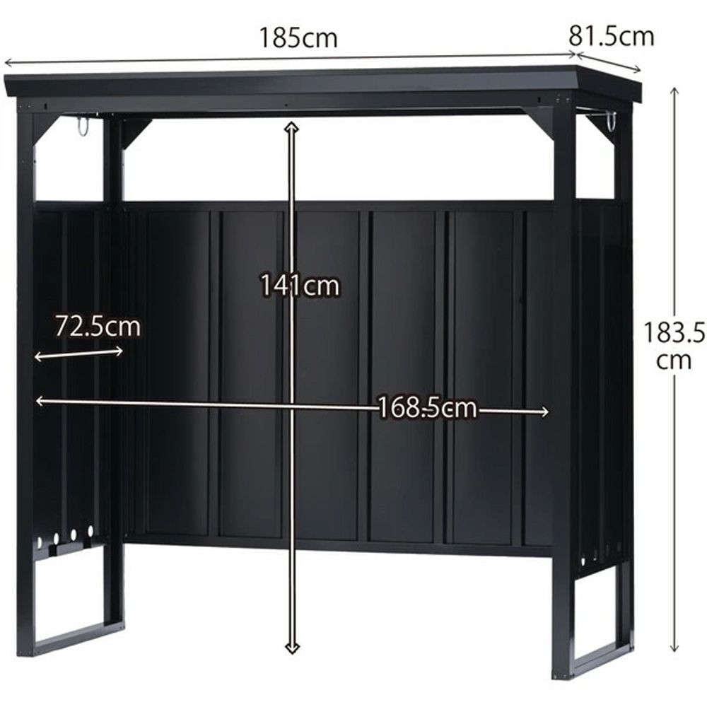 グリーンライフ サイクルダシーレ CD-1818（BK/AGY） ガレージ 収納 屋根 自転車, ブラック, 幅1850mm&times;奥行815mm&times;高さ1835