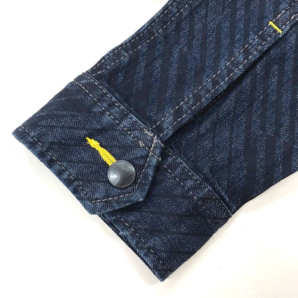 【数量限定】寅壱 デニム蛇腹ライダースジャケット ストライプカモ 8980-554 