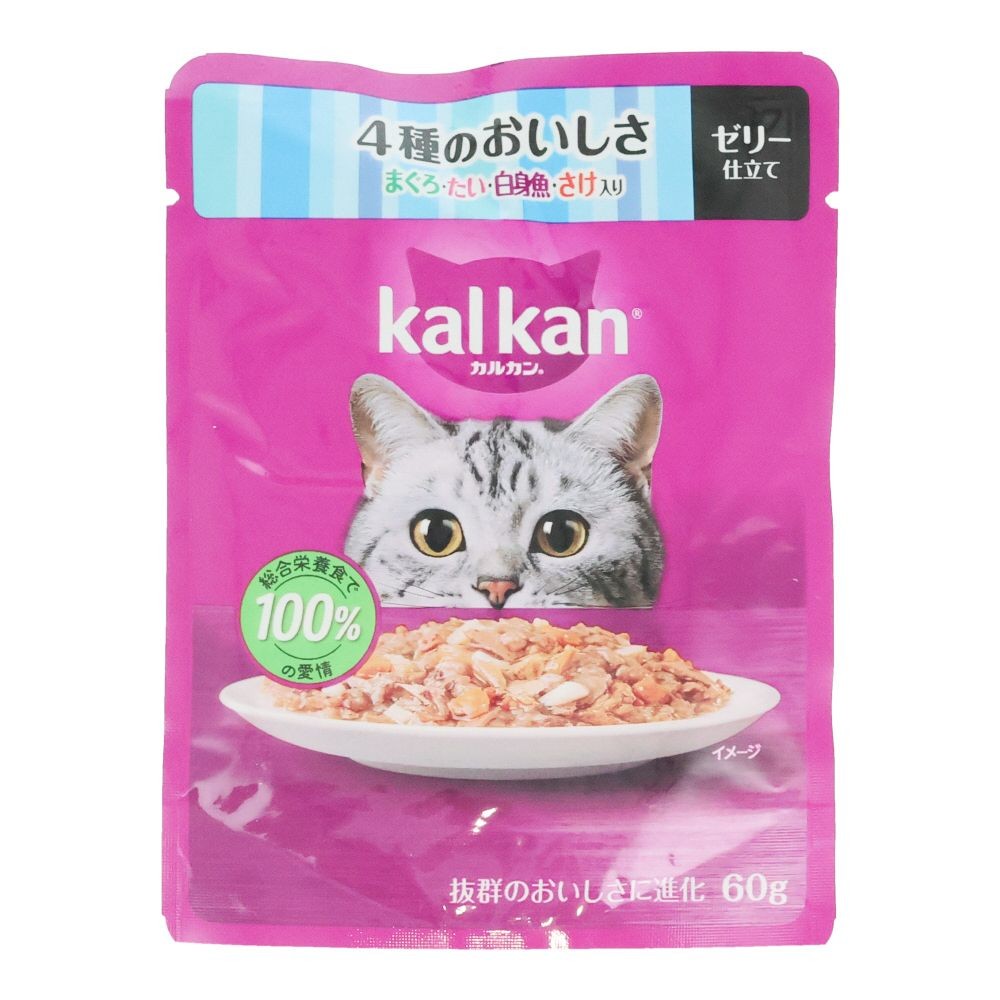 カルカンパウチ　４種のおいしさ　鮪・たい・白身魚・さけ, ４種のおいしさ, 60g