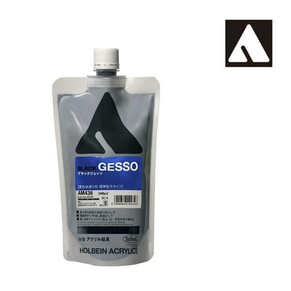 ホルベイン カラージェッソ AM436 300ml ブラックジェッソスタンドパック 14436, ブラックジェッソスタンドパック, AM436 300ml 