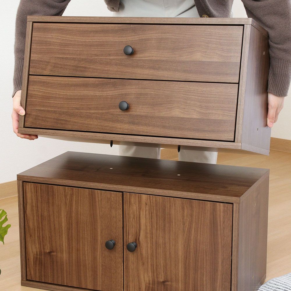 不二貿易 ＥＺＢＯ　コネクトボックス　引出２杯　ＭＢＲ【メーカー直送・代引不可】, ブラウン, 幅600mm&times;奥行320mm&times;高さ310mm