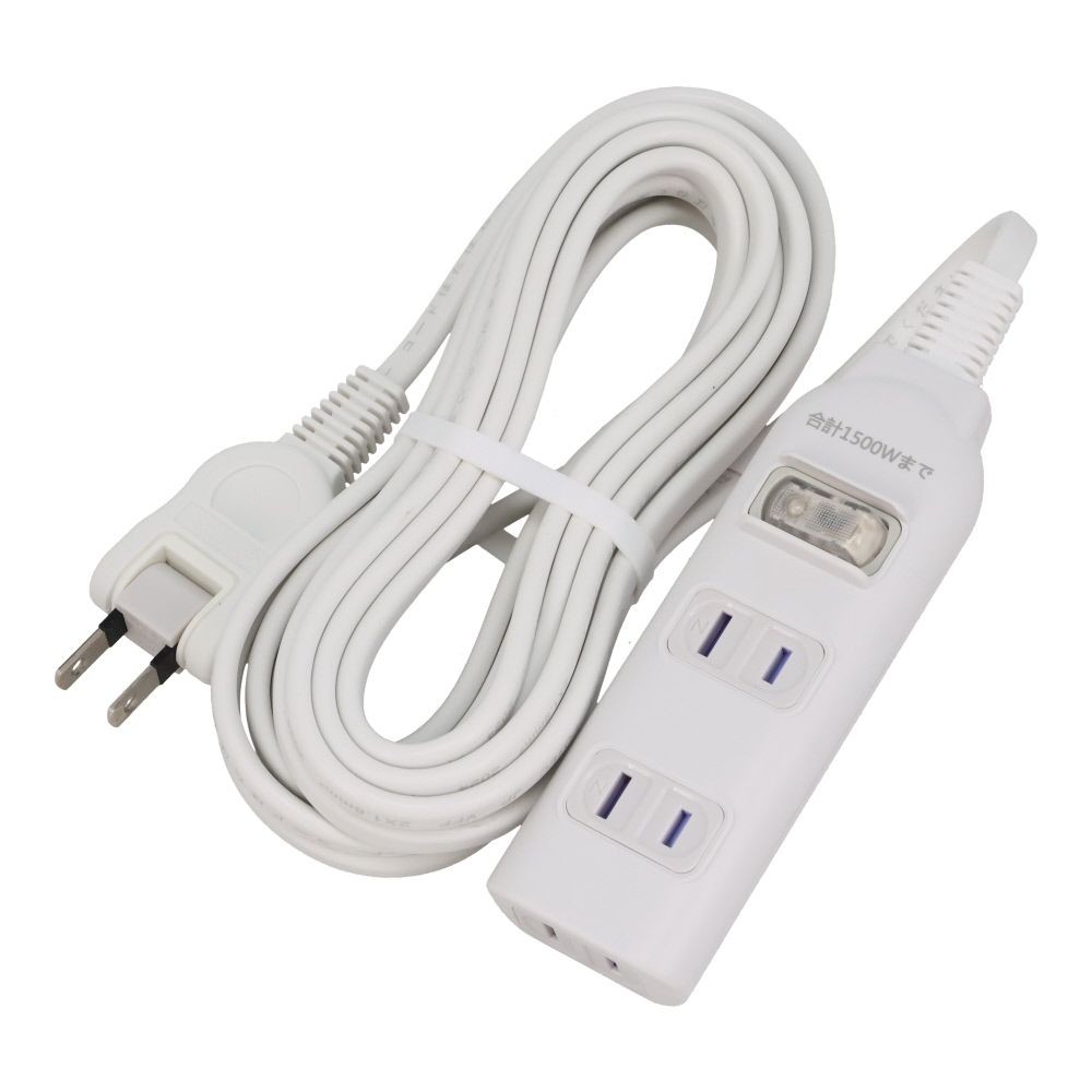断線に強い集中スイッチ付省エネタップ　3個口, ホワイト（1）, 1.0m