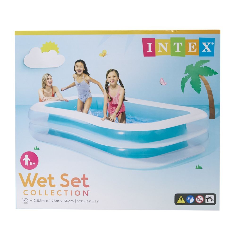 ＩＮＴＥＸ（インテックス）　スイムセンターファミリープール　Ｕ５６４８３, 白&times;ブルー, 262cm&times;175cm&times;56cm