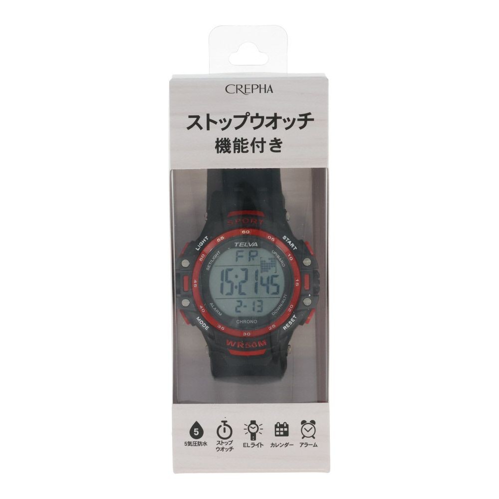 クレファー　デジタルウォッチ　メンズ　ＴＥＬＶＡ, レッド, メンズ