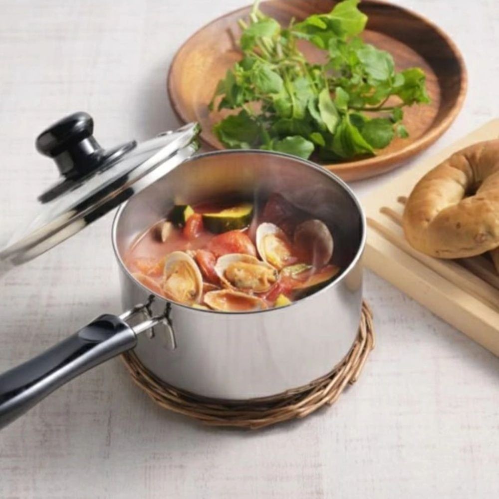 ヨシカワ クックルックネオ片手鍋 14cm, シルバー, 幅295mm&times;奥行146mm&times;高さ131mm