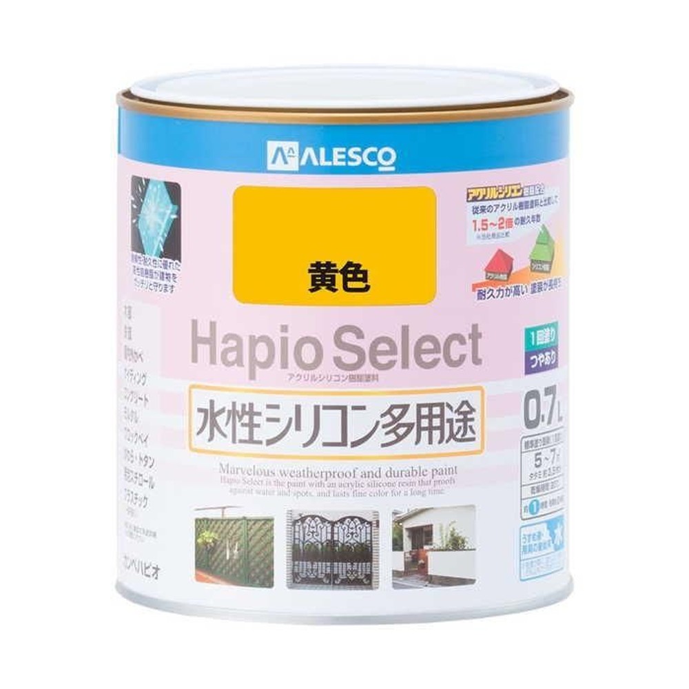 ハピオセレクト　水性シリコン多用途　黄色　0.7L, 黄色, 0.7L