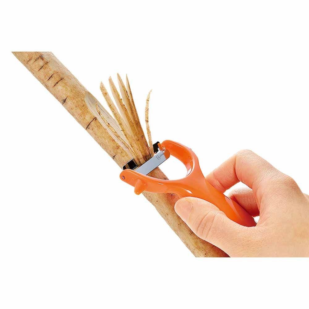 下村工業 フルベジ キンピラピーラー カバー付き FV-667, オレンジ, FV-667