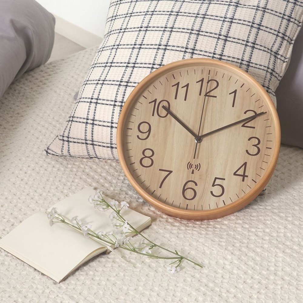 【廃盤】電波掛時計　プライウッド　28ｃｍ, ブラウン, 28cm