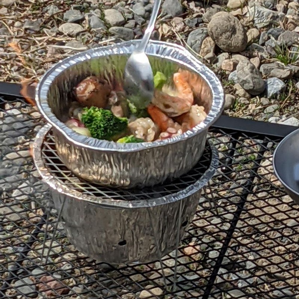 アルミ製簡単鍋＆ＢＢＱコンロ, アルミニウム, 幅185×奥行185