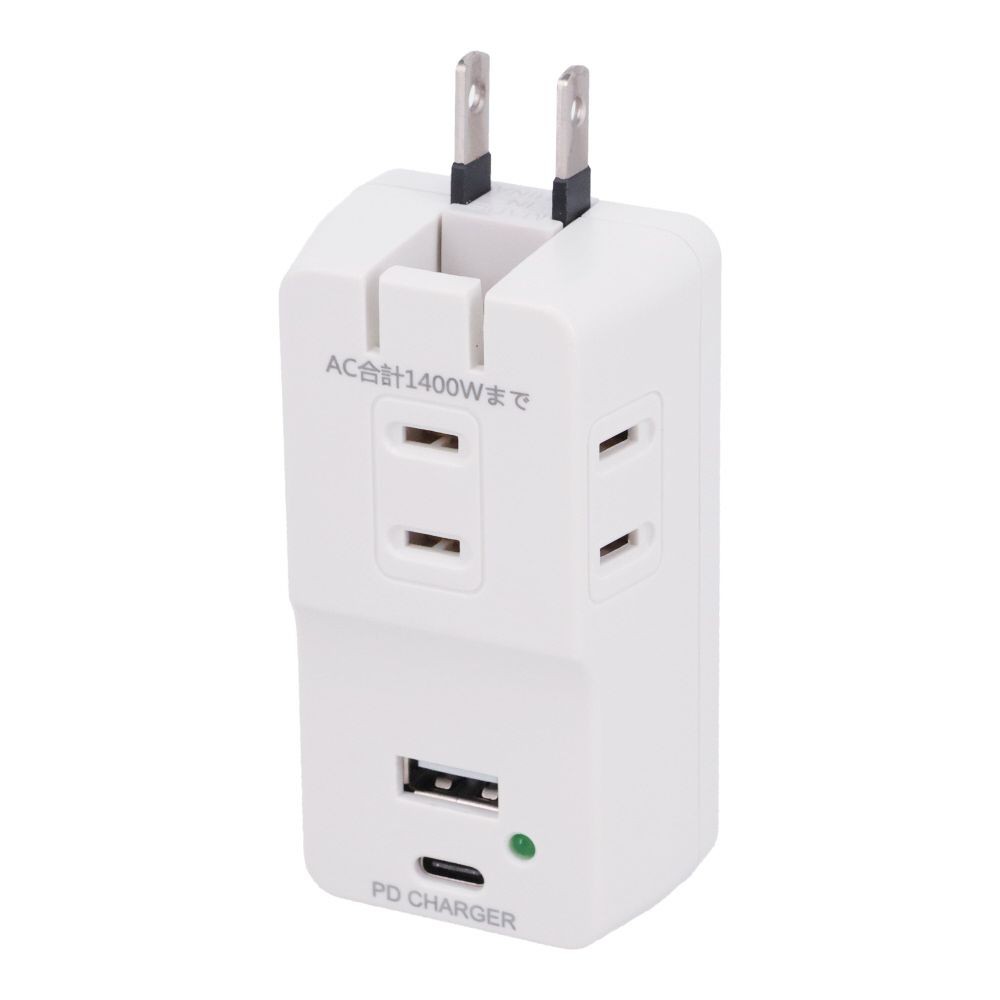 WIZ'A ウィザ 雷サージ付ＰＤ20Ｗ　3個口タップ, ホワイト, PD20W