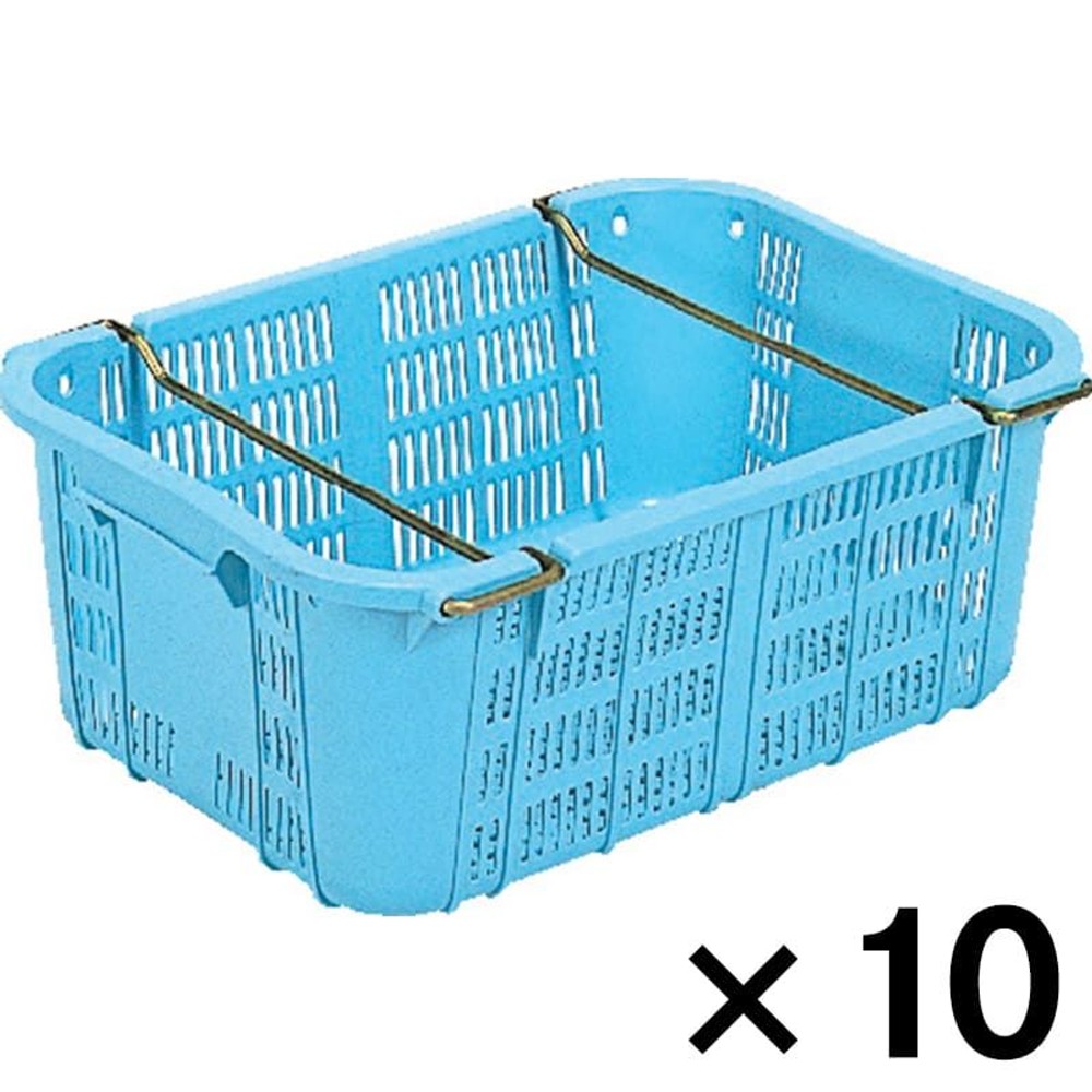 サンコー サンテナーＡ＃25　ハンドル付　ライトブルー &times;10個セット【メーカー直送・代引不可】【法人限定】【日祝配送不可・時間指定不可】, ライトブルー, 10P