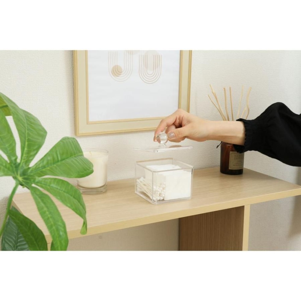 不二貿易  ＰＳコスメ収納　蓋つき小物入れ 【メーカー直送 代引不可】, クリア, 14381