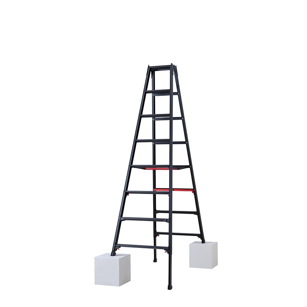 【法人限定】長谷川工業 伸縮脚立上部操作タイプ シャガマンブラック ＲＹＲＢー２４, ブラック, RYRB-24