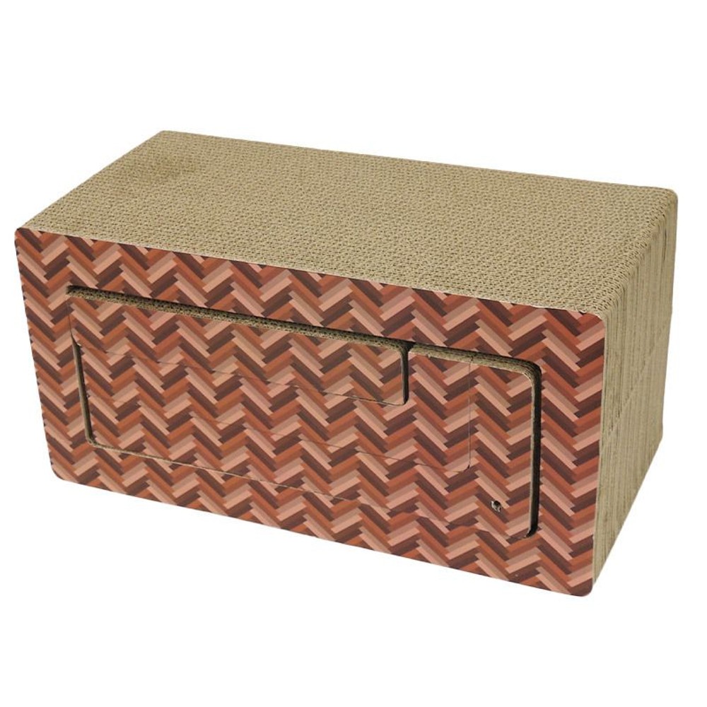 ねこのつめとぎ ブロックタイプ  スクエア スクラッチャー ヘリンボーン, ブラウン, 2.9kg