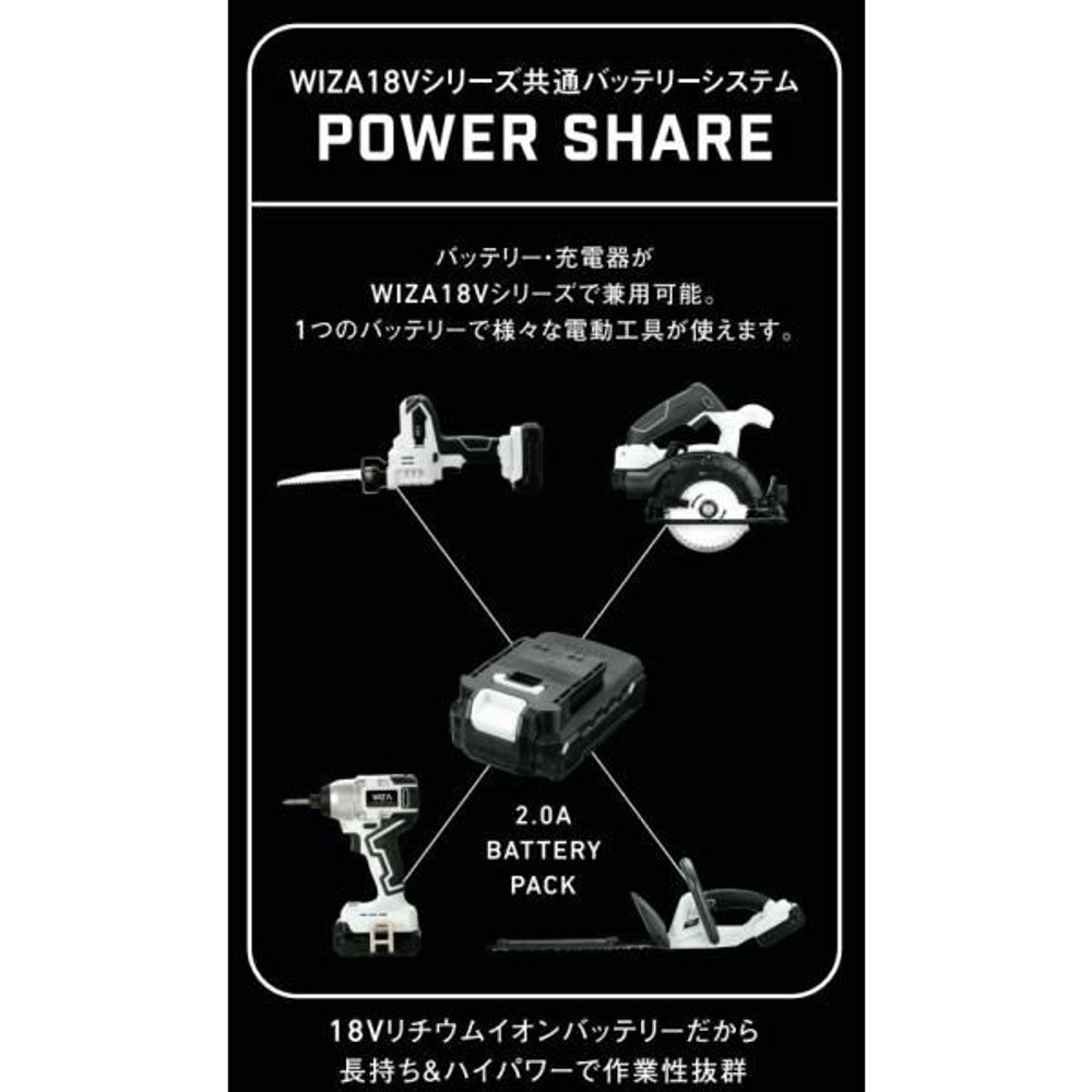 ウイザ WIZ'A 18V 充電式のこぎり WZ-18RS 本体のみ, ホワイト＋ブラック, WZ-18RS