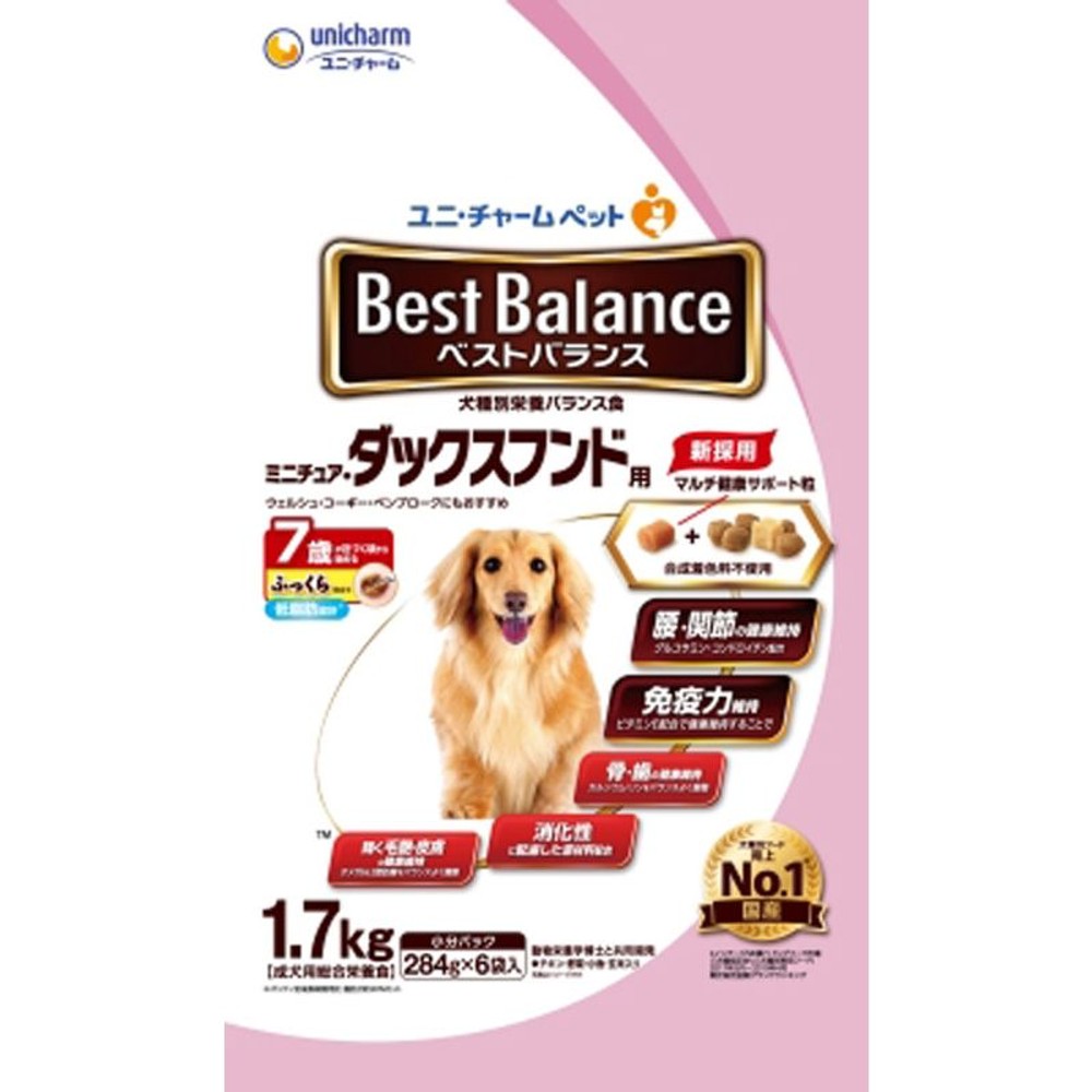 ユニチャーム　ベストバランスふっくらダックス7歳1.7kg, ダックスフンド7歳以上, 284g×6袋