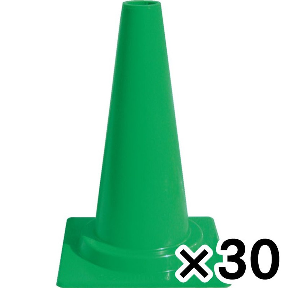 サンコー ミニコーン　450Ｈ　緑 &times;30個セット【メーカー直送・代引不可】【法人限定】【日祝配送不可・時間指定不可】, グリーン, 30P