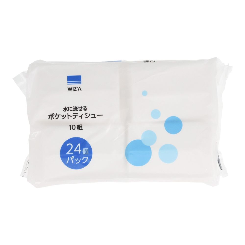 ウィザ WIZ'A 水に流せるポケットティッシュ２４個入り, 水に流せるタイプ, 24個入