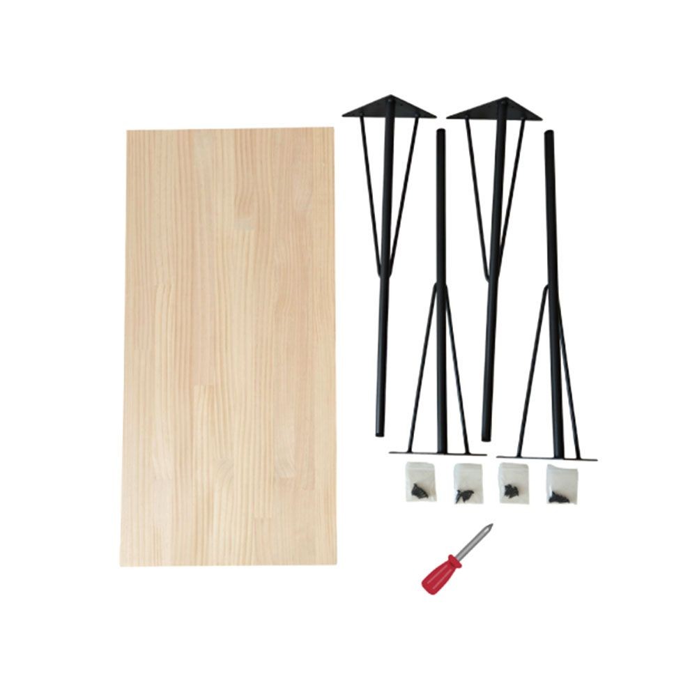 パイン修正材スチール脚付　テーブル組立キット　板サイズ900×440×25mm　脚サイズ690mm, パイン(900×440), 690mm脚