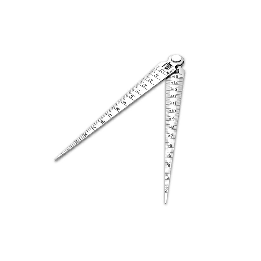 テーパーゲージ ダブル 1~15mm隙間・穴径・長さ測定目盛付, シルバー, 1-15mm