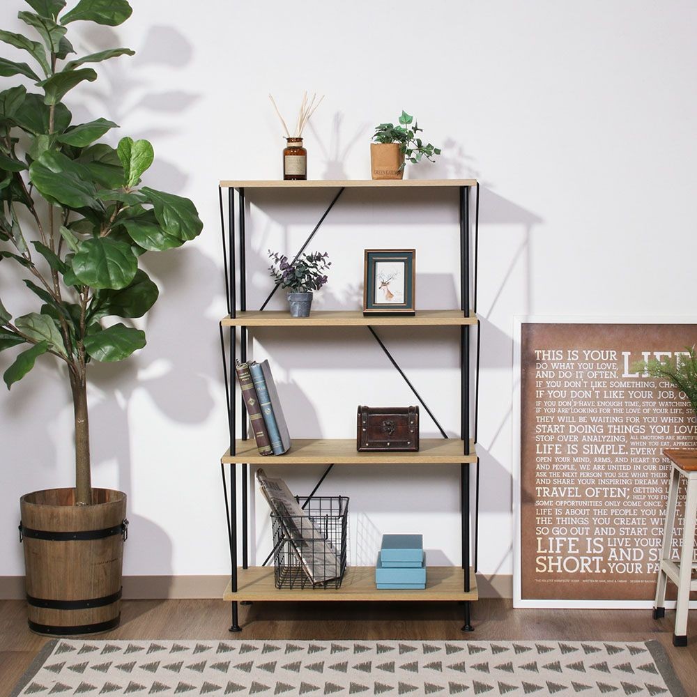 不二貿易 ＥＺＢＯツイストロック　オープンラック４段　ＯＡＫ　ＮＡ【メーカー直送・代引不可】, ナチュラル, 幅615mm&times;奥行306mm&times;高さ1065mm