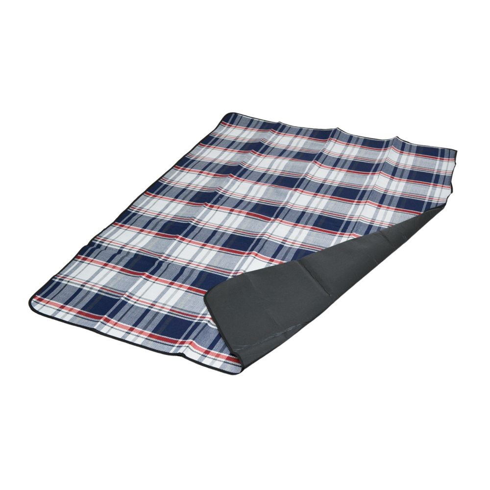 ●起毛　折りたたみレジャーシートＷチェック140&times;180ｃｍ, ブルー, 約620g