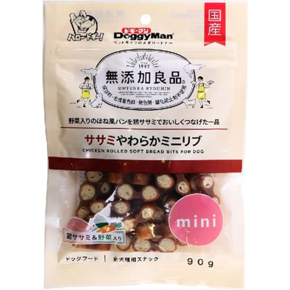 ドギーマン　無添加良品 ササミやわらかミニリブ　90ｇ, ササミやわらかミニリブ, 90g