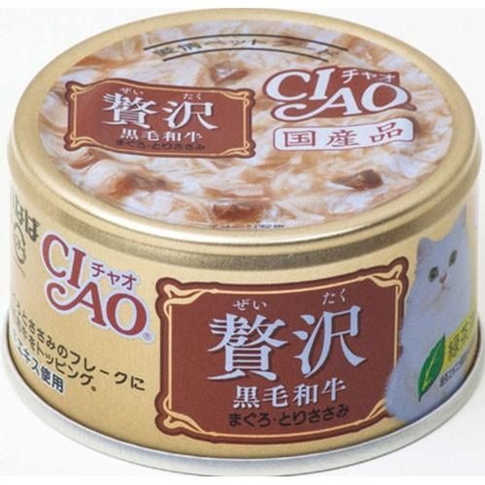 CIAO 贅沢 黒毛和牛 まぐろ・とりささみ 80g, まぐろ・とりささみ, 80g