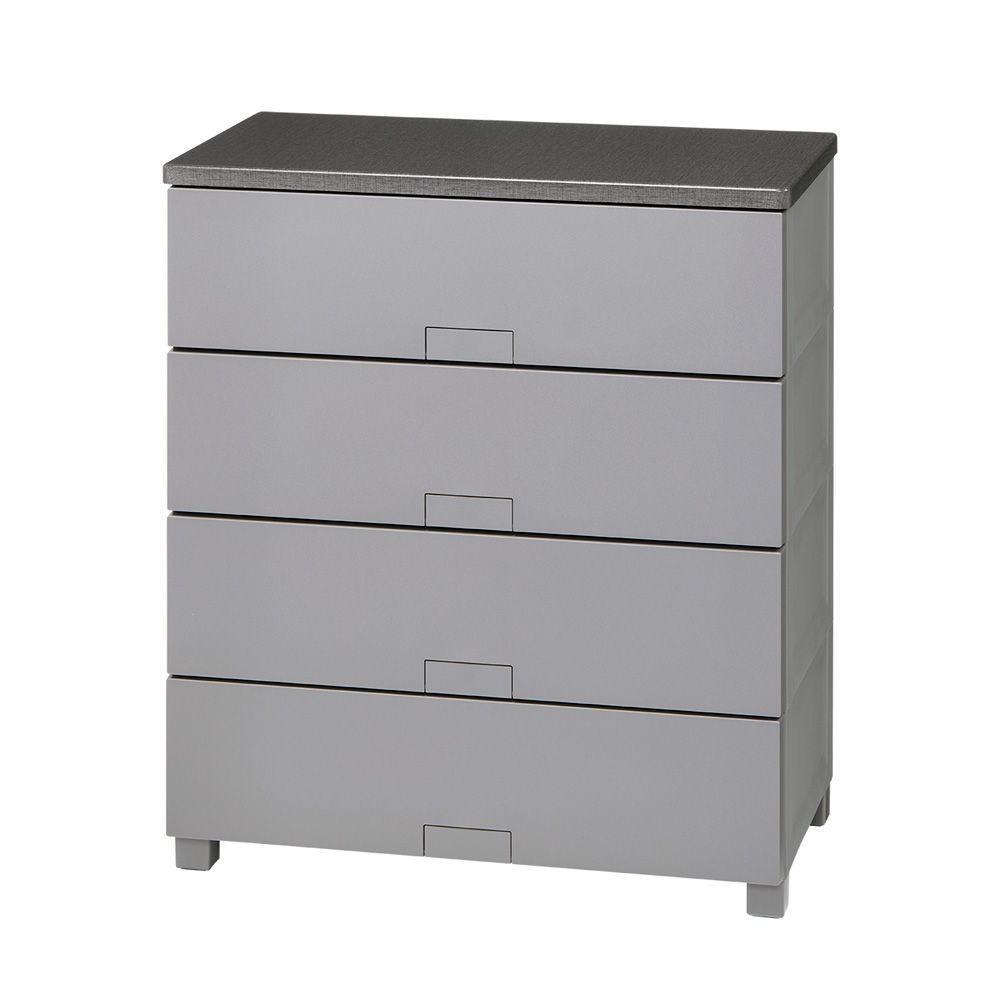 フィッツチェスト　フルフラット７５０４　グレー, グレー, 4段　幅75cm