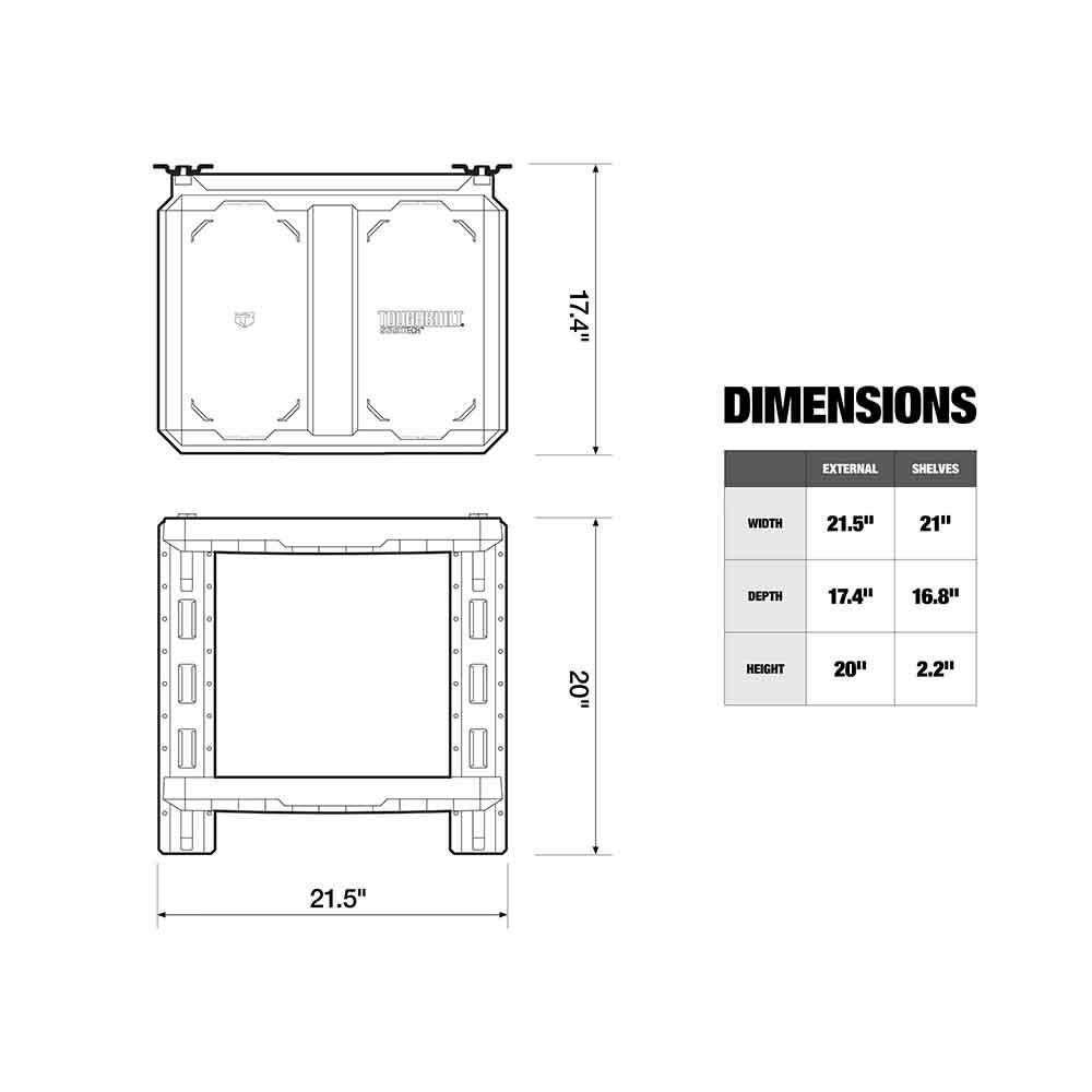 TOUGHBUILT（タフビルト）STACK TECH(スタックテック) 　2段 ウォールマウントシェルフ, オレンジイエロー, TB-B1S3-M-20