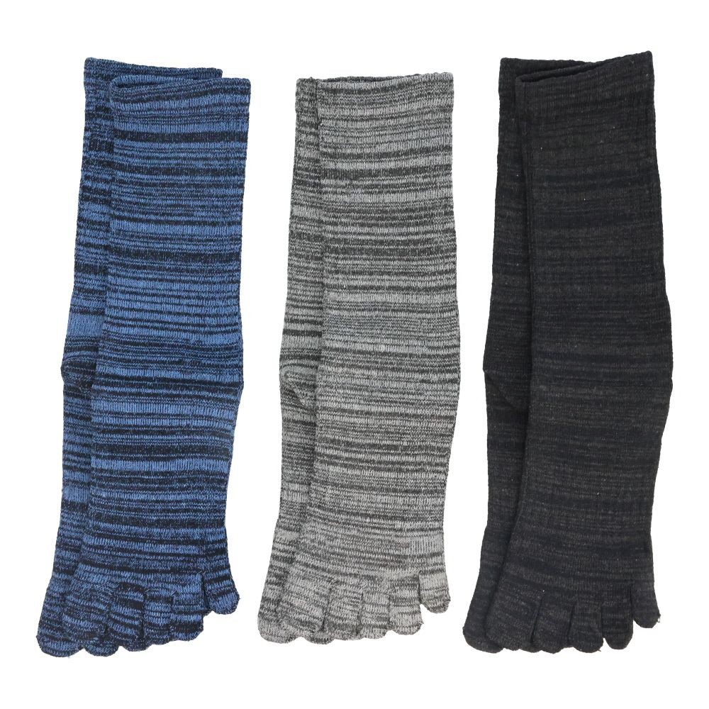 WIZ'A ウィザ 消臭・抗菌　銀イオン６Ｐ　５本指クルー丈　杢柄, アソート, 25.0〜27.0cm