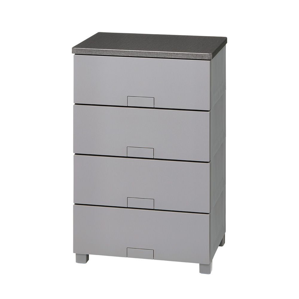 フィッツチェスト　フルフラット５５０４　グレー, グレー, 4段　幅55cm
