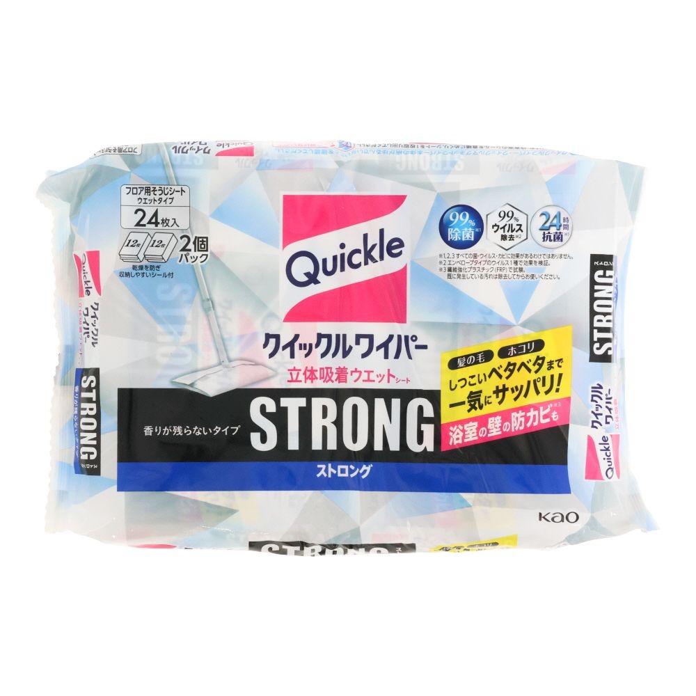 クイックルワイパー 立体吸着ウエットシートストロング 24枚, 香りが残らないタイプ, 24枚入り