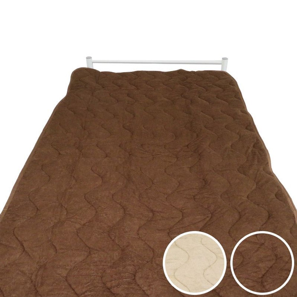 綿タオル地敷きパッド　ダブル, ベージュ, ダブル