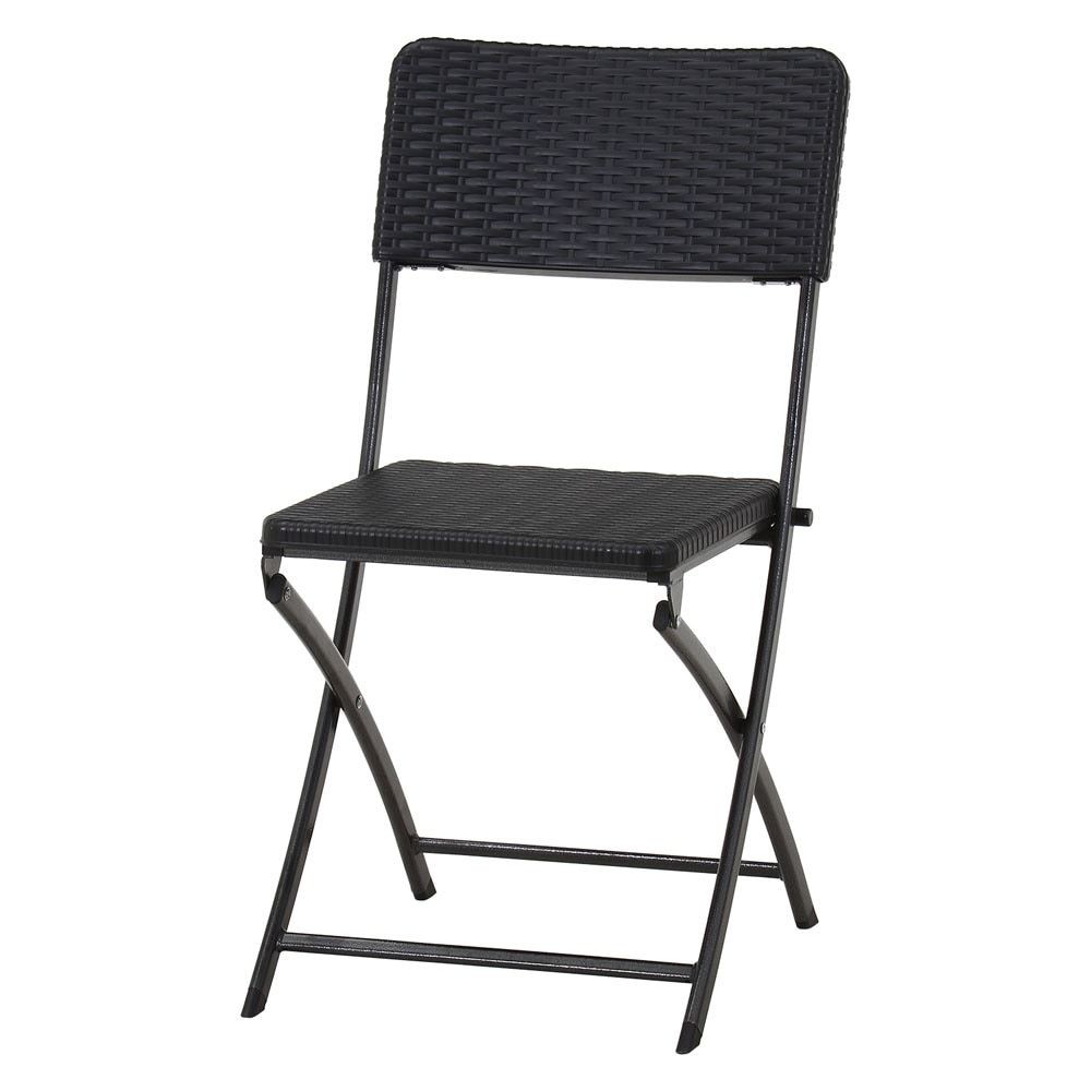 テーブル＆チェア　3点セット　ＢＫ　ラタン調【メーカー直送・代引不可】, ブラック, ラタン調