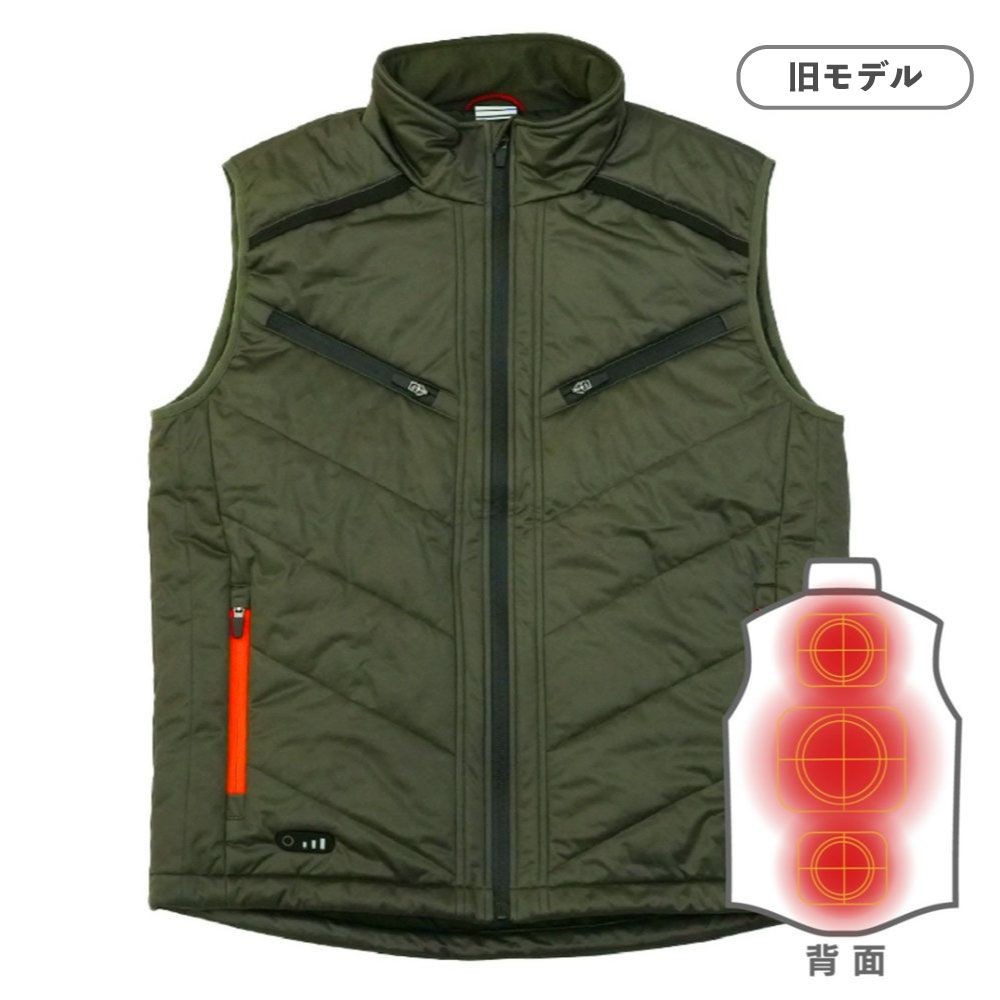 【数量限定】【処分価格】ヒーター内蔵ストレッチジップアップベスト　カーキ, カーキ, Mサイズ