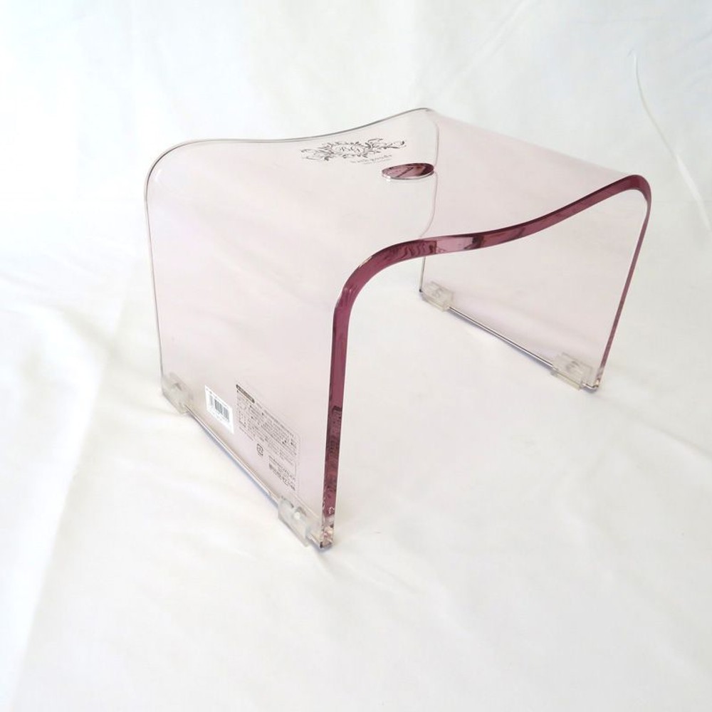 お手入れ簡単アクリル製バススツール20ｃｍピンク, ピンク, 20cm