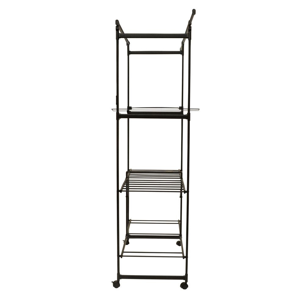 WIZ'A ウィザ デザイン　アルミ軽量室内多機能スクエア物干し, ブラック, 高さ178cm