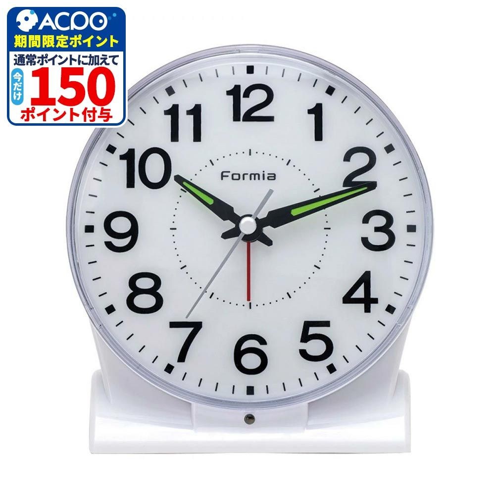 保土ヶ谷電子 フォルミア 目覚まし時計 HT-A031W-WH ホワイト, ホワイト, 幅120mm&times;奥行110mm&times;高さ65mm
