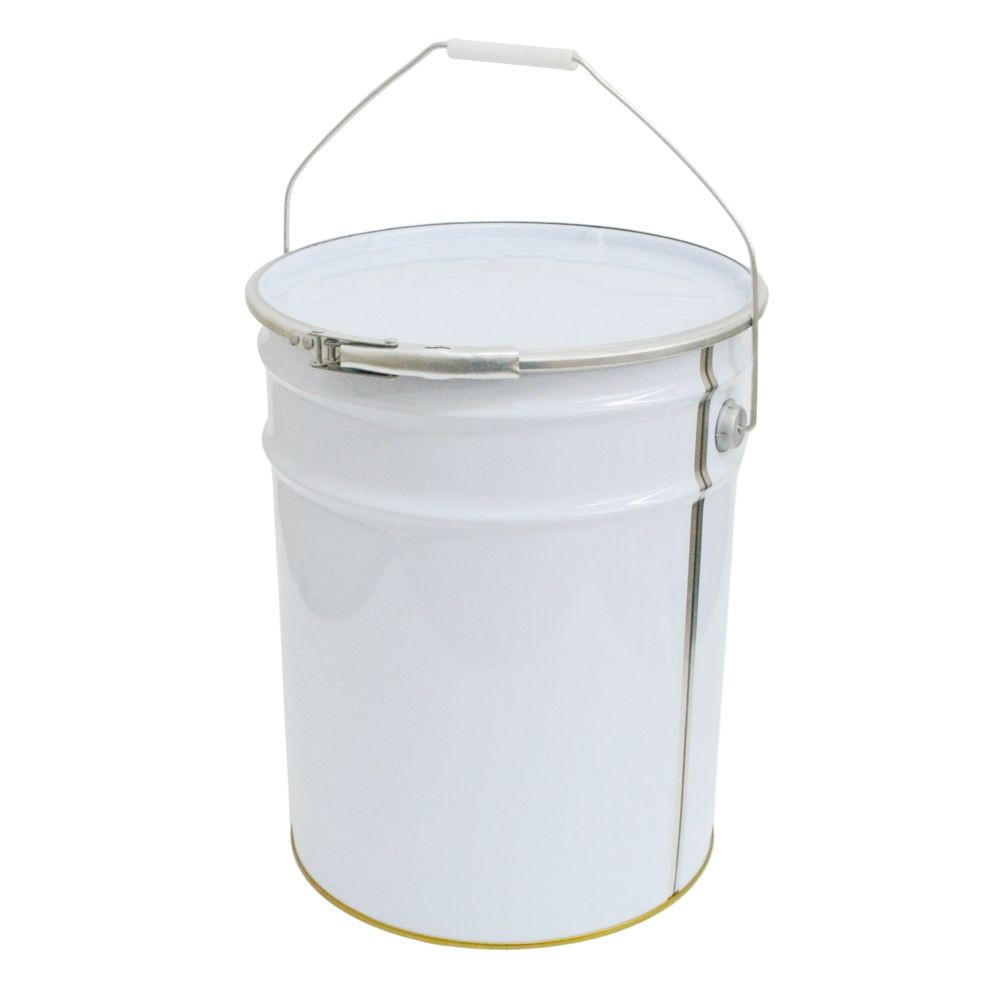 スチールペール缶２０Ｌ　フタ付, 白, 20L