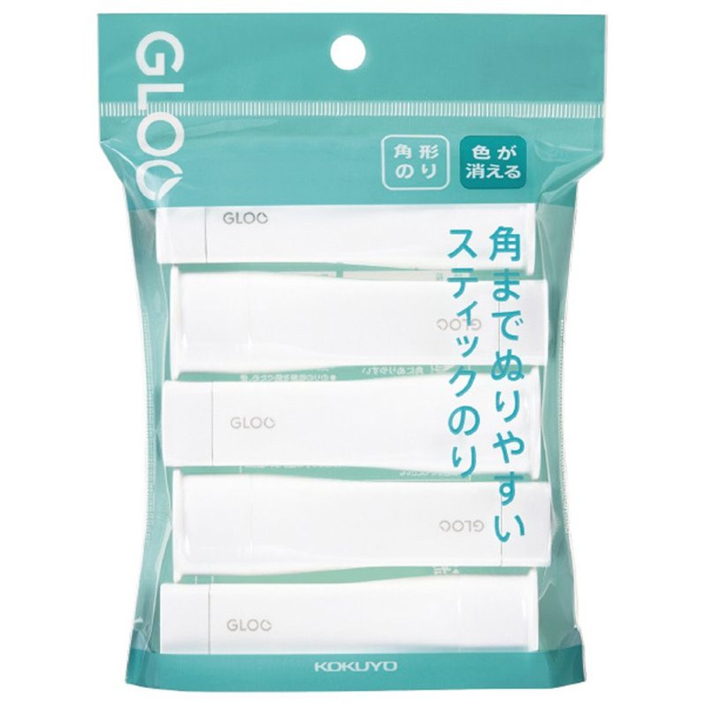 コクヨ　グルースティックのり　色が消える　5本, 緑, Sサイズ×5