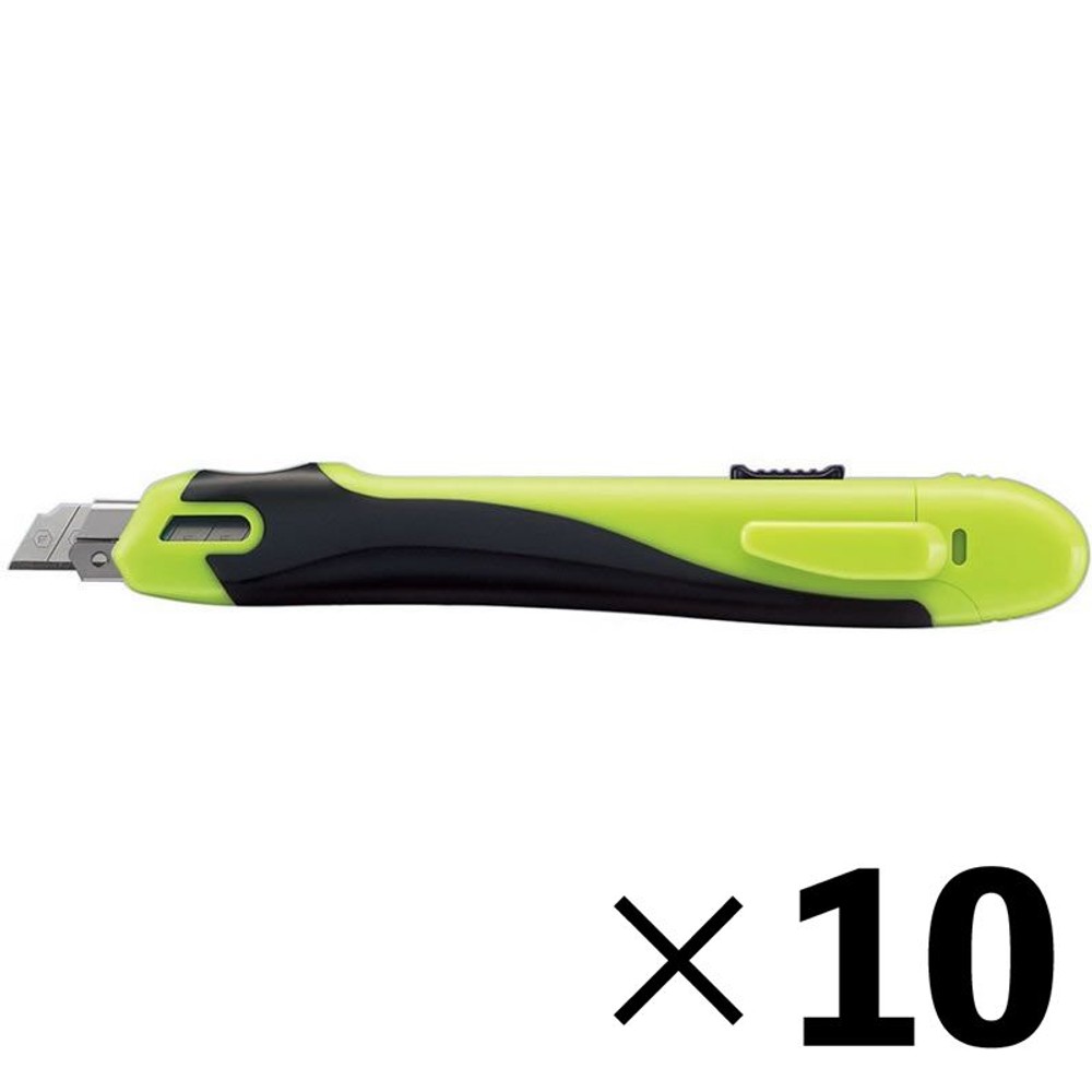 【10個セット】コクヨ　安心構造カッター　フレーヌ　黄緑【メーカー直送・代引不可】, 黄緑, 刃幅9mm