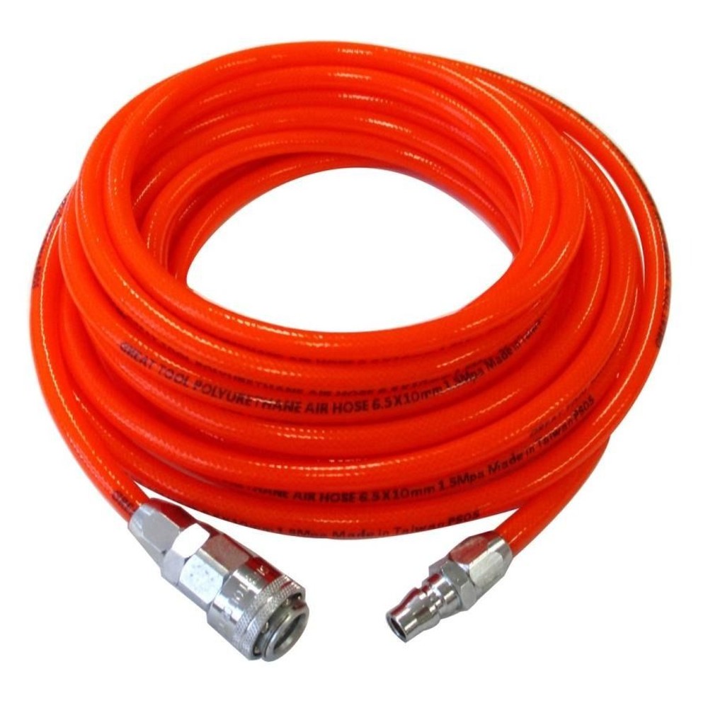GREATTOOL エアーホース ワンタッチタイプ 内径6.5mm&times;外径10mm 10m GT6510-10, 赤, 10m