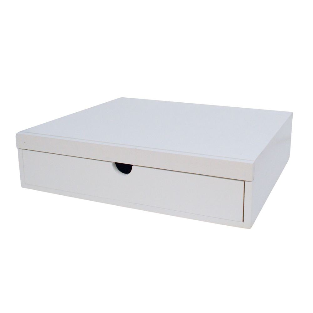 家電下スライドトレー　引き出し付　４５ｃｍ幅, ホワイト, 45cm