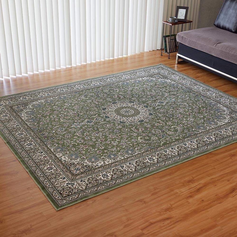 防炎・洗える・抗菌防臭・床暖房対応 200&times;200cm 国産モケットラグ ARI グリーン, グリーン, 200&times;200cm