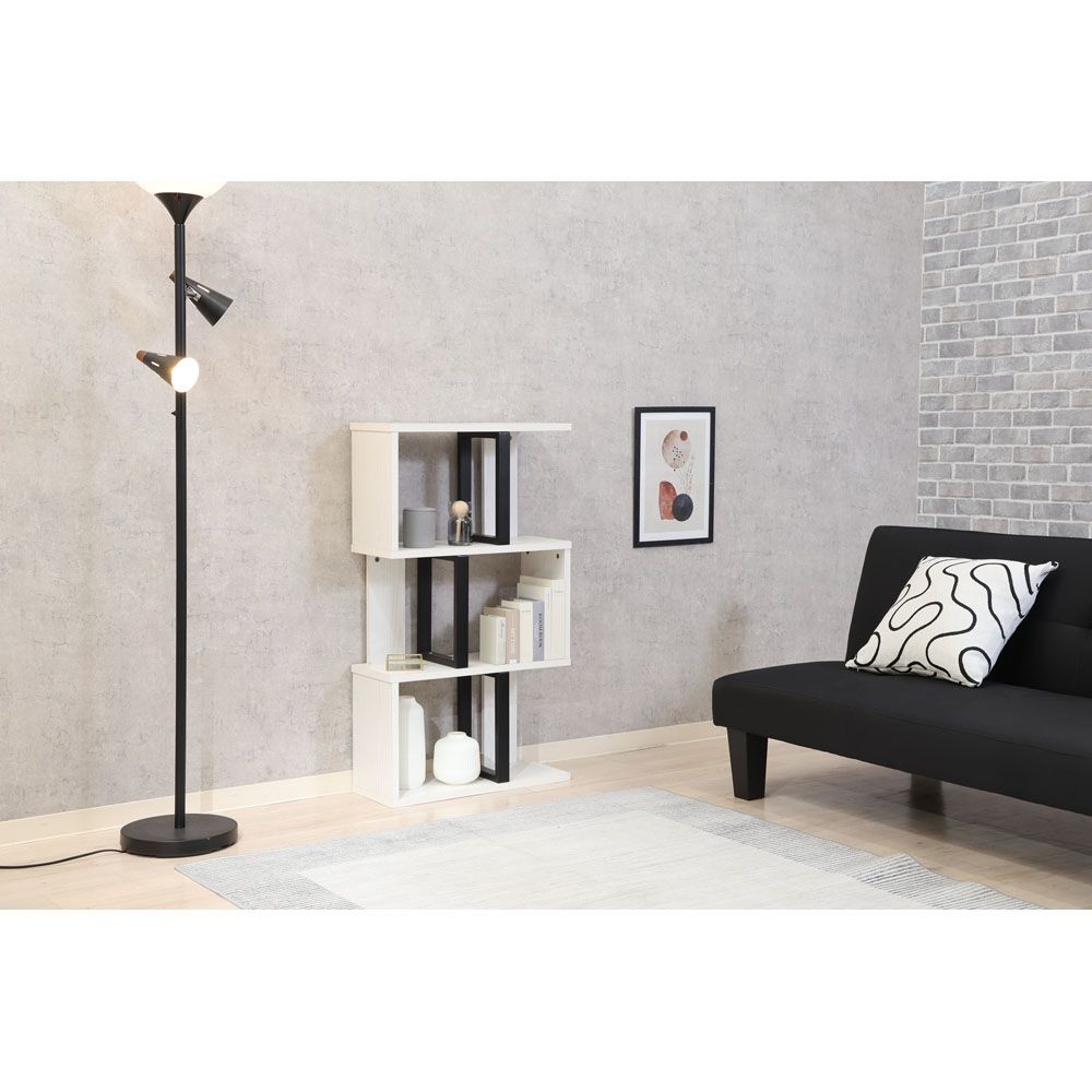 不二貿易 Ｓ字ディスプレイラック　３段　オークＷＨ【メーカー直送・代引不可】, ホワイト, 幅590mm&times;奥行235mm&times;高さ1044mm